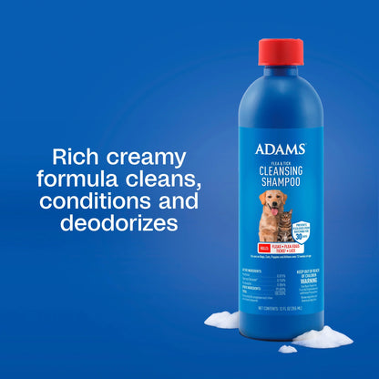 Flea & Tick Cleansing Shampoo for Dogs, Cats, 12 Ounces